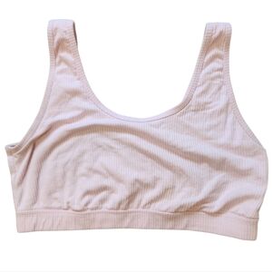 Women's Ribbed Pink Unlined Scoop Neck Bralette XXL